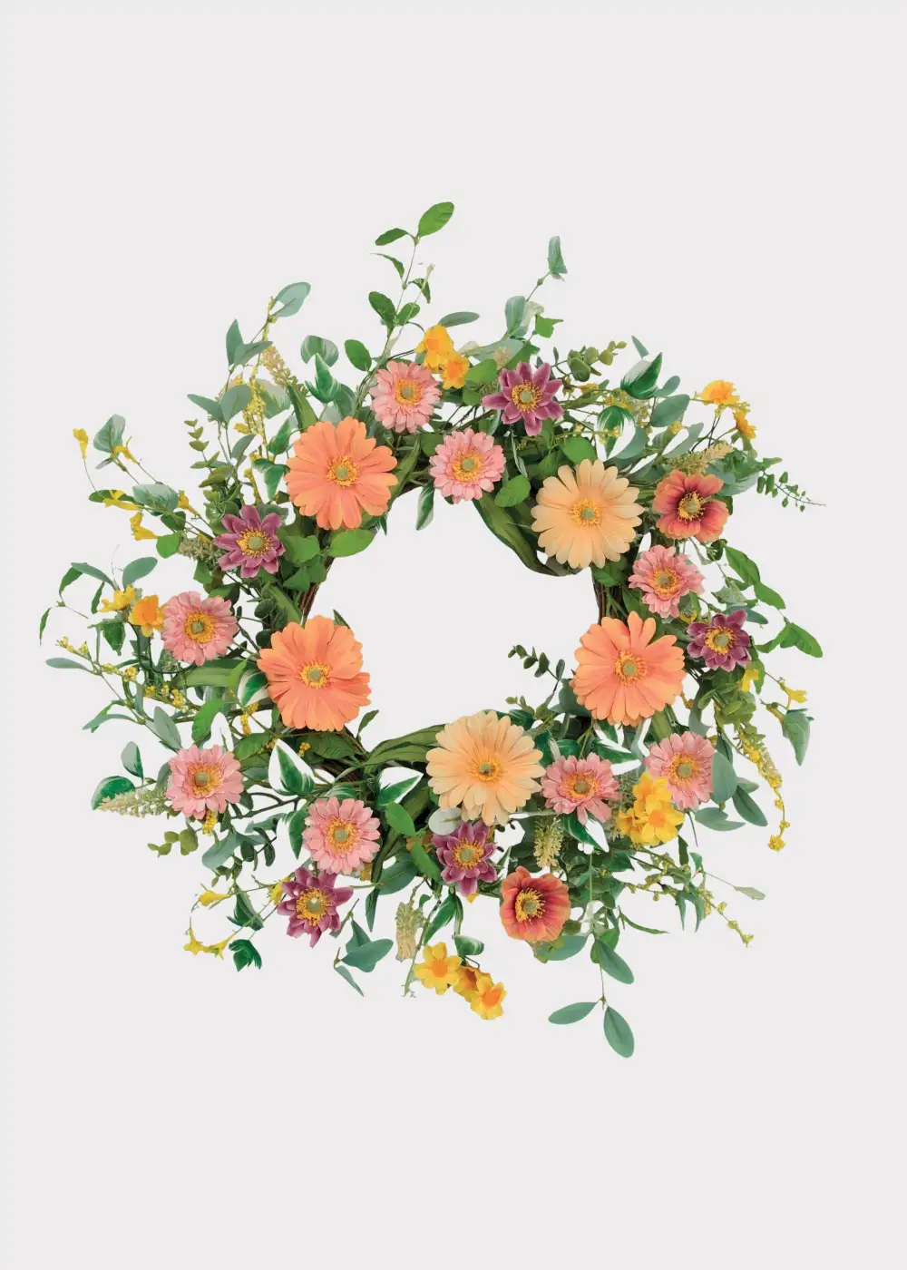 Artificial Colorful Gerbera Daisy Wreath