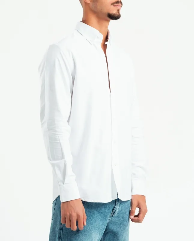 White Structured Button Front Shirt