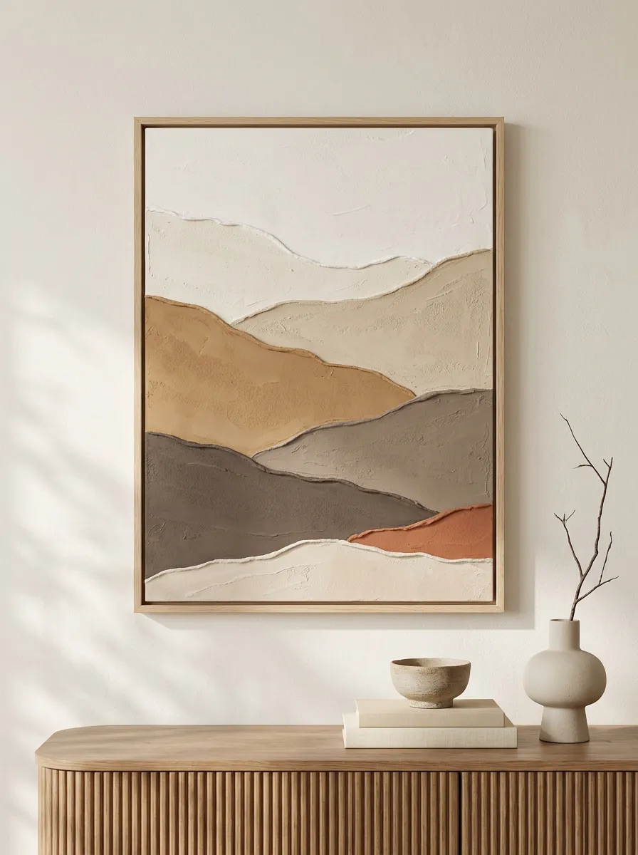 Artful Modern Minimalist Neutral Abstract Landscape Printed Wall Art