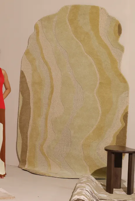 Hand Tufted Abstract Textured Wool Shaped Rug