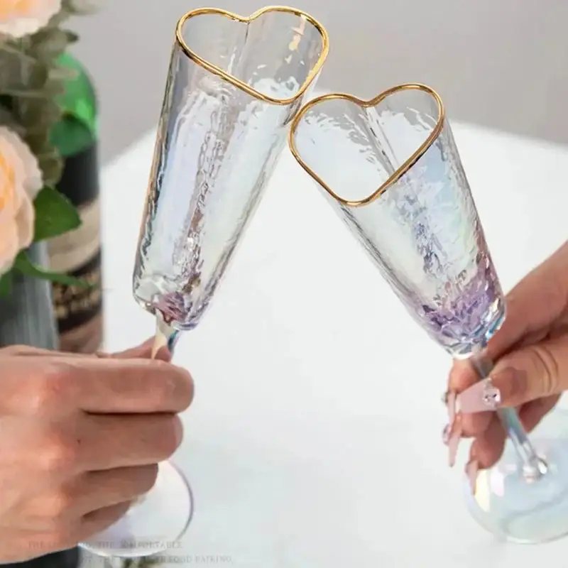 Rim Heart Champagne Flutes