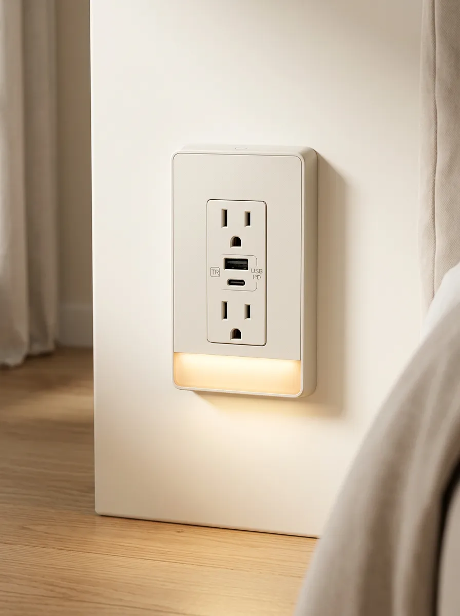 Low-Profile Minimalist Warm Glow USB Printed LED Outlet Cover