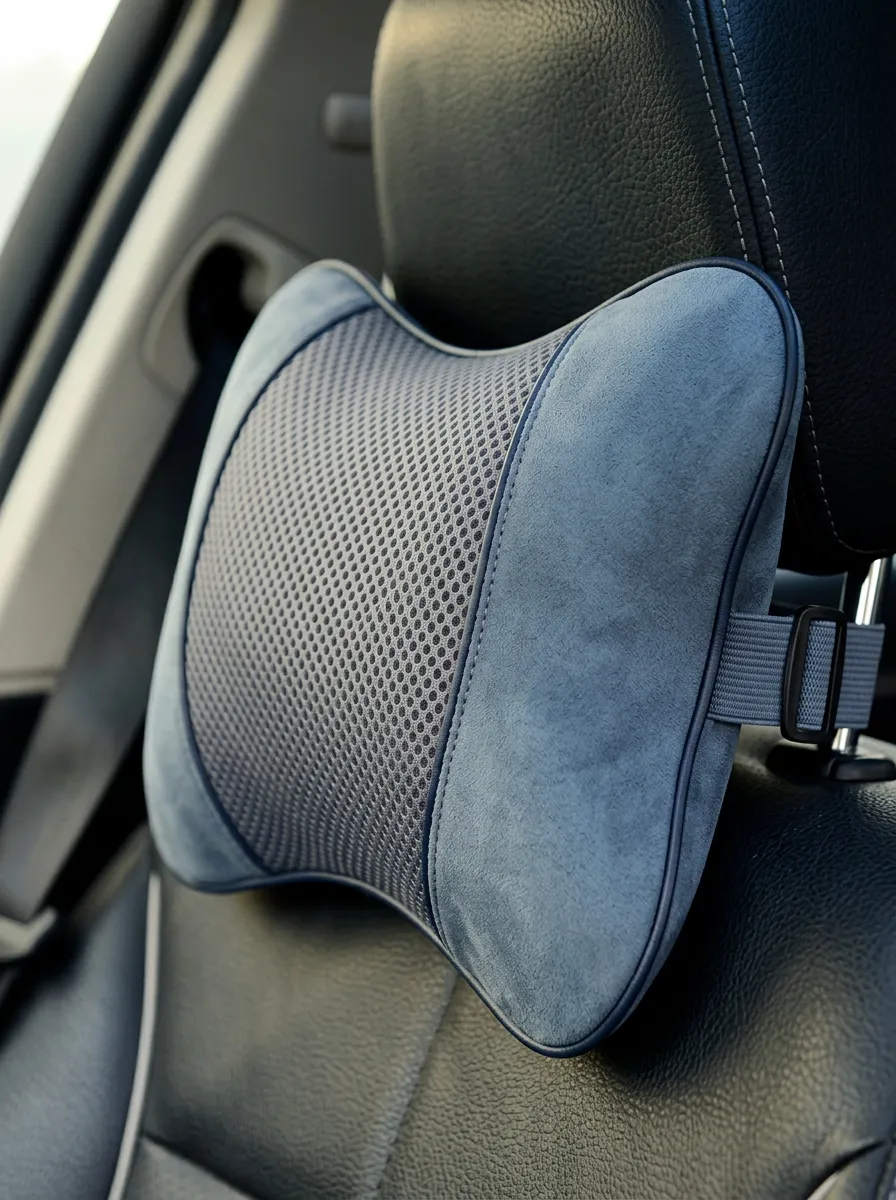 Neck-Support Suede-Look Ergonomic-Look Car Neck Support Pillow