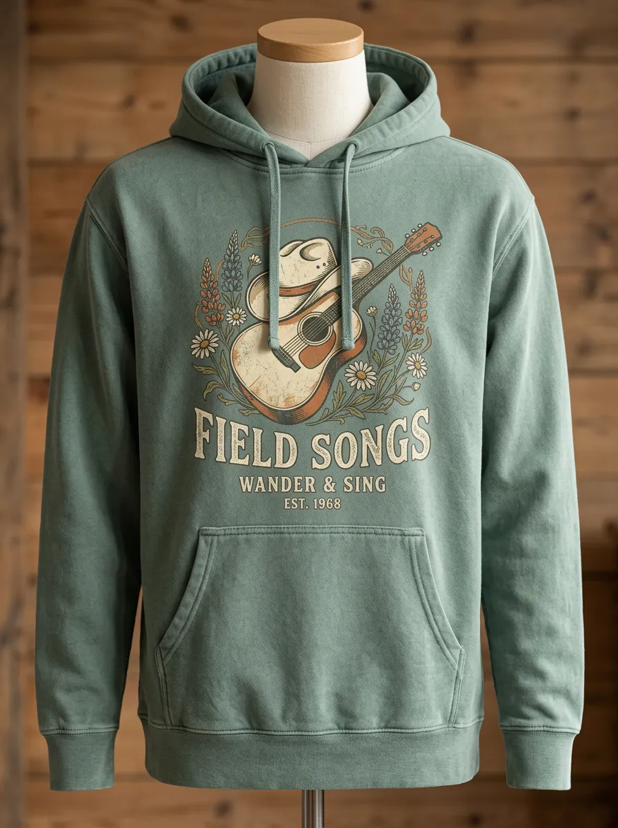 Country Music Cowboy Hat Guitar Graphic Hoodie