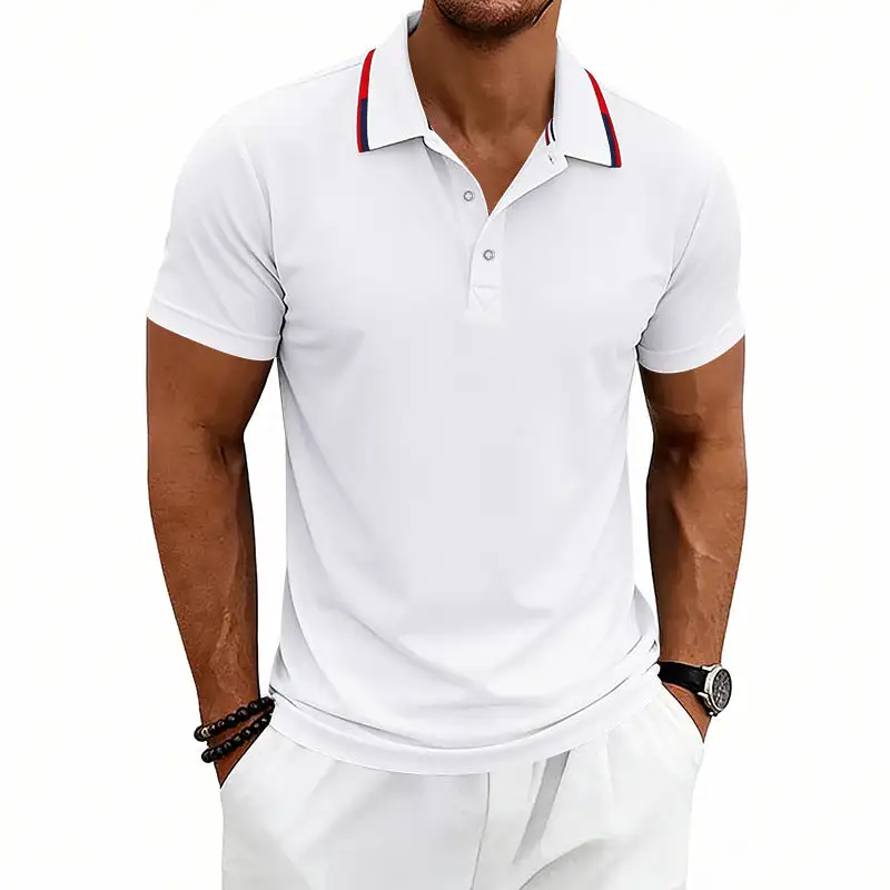 Pique Contrast Trim Short Sleeve Tailored Polo Shirt