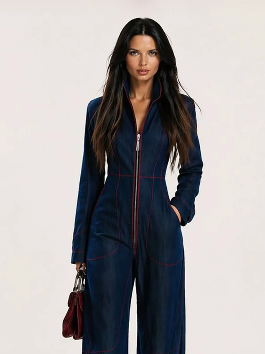 Arielle Solid-Color Jumpsuit with Large Pockets