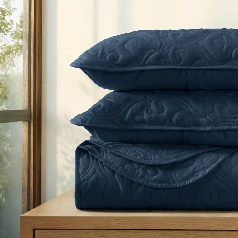 Damask Quilted Coverlet Set