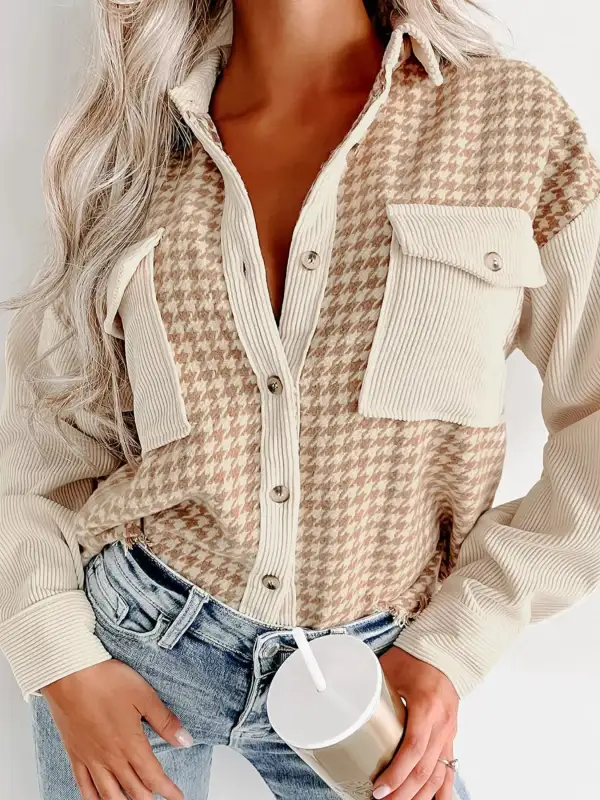 Houndstooth Button Down Jacket