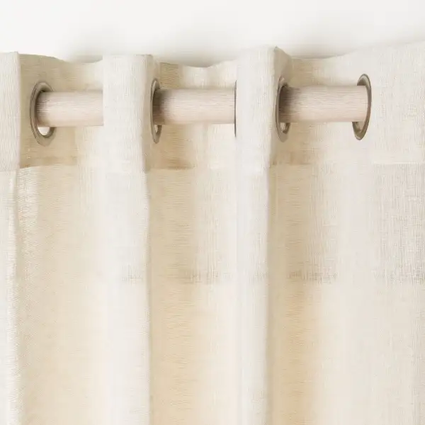 Semi-Sheer Striped Eyelet Modern Curtain Panel
