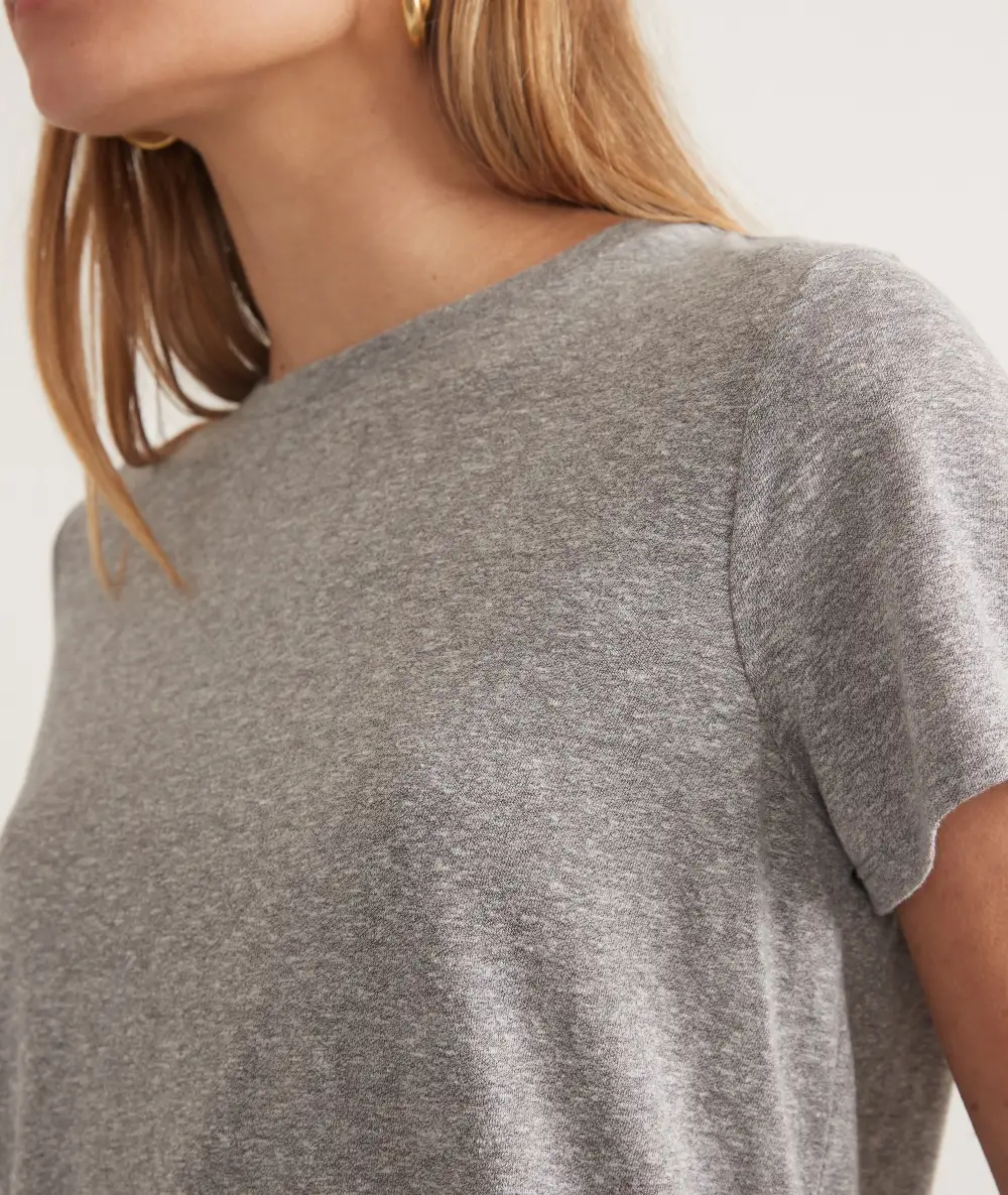 Heathered Fabric Crew Neck Casual Tee