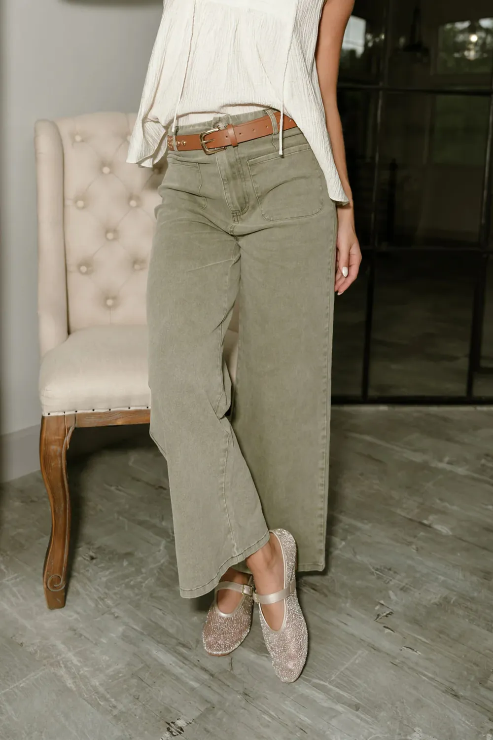 Washed High Rise Pants
