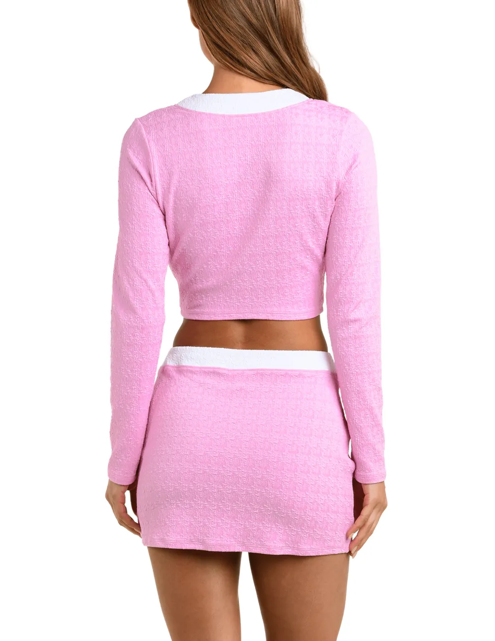 Classic Button-Front Cropped Houndstooth Color-Block Cardigan