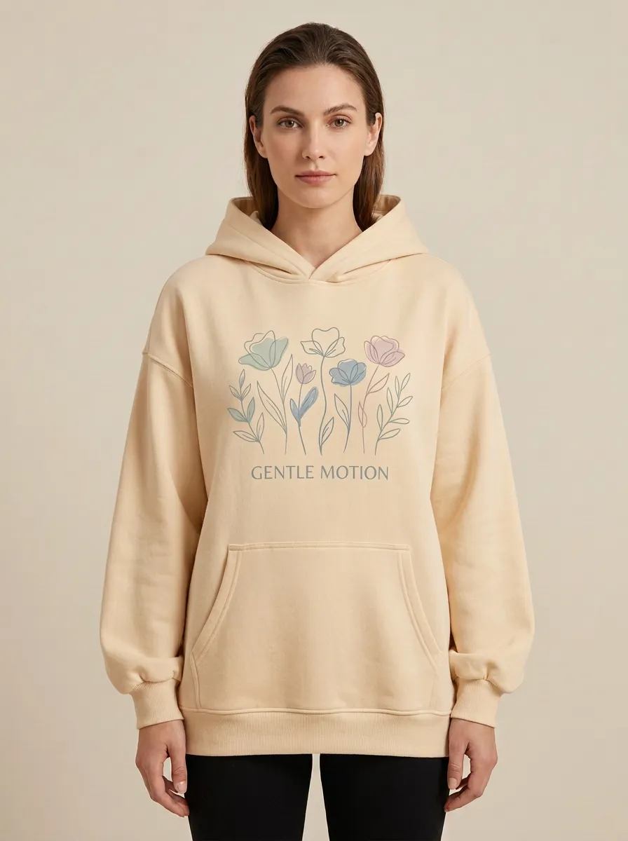 Classic Gentle Motion Floral Line Art Hoodie