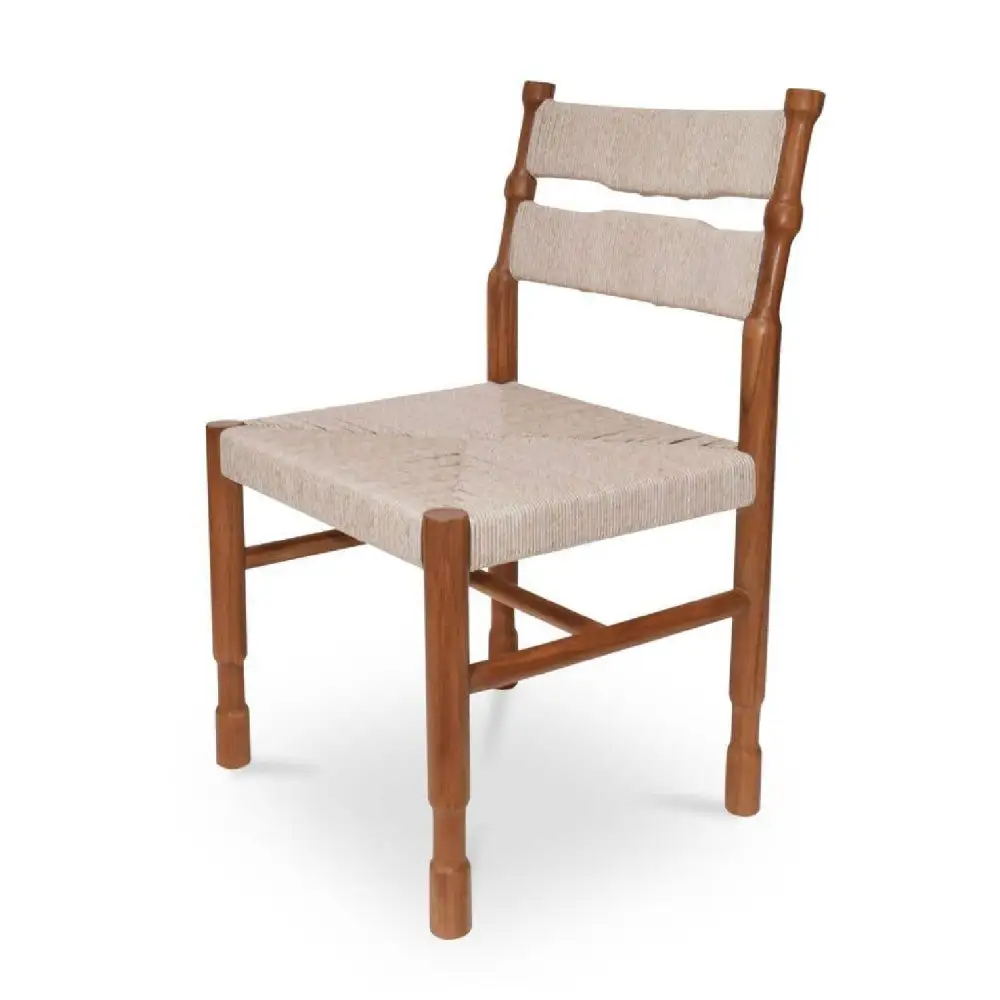Teak Framed Woven Outdoor Dining Chairs Two Pack