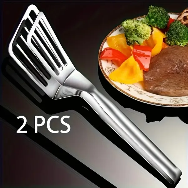 2pcs Stainless Steel Fish Fry Tongs