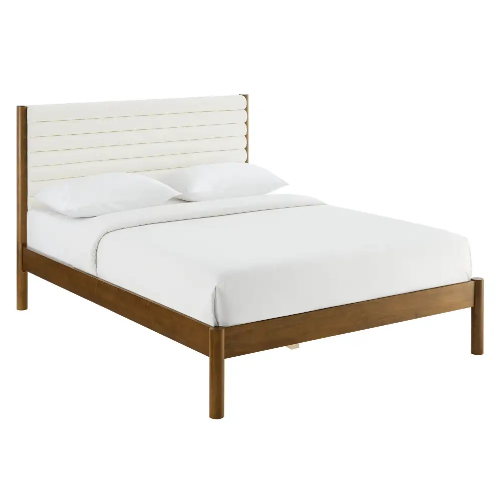 Channel Tufted Boucle Solid Wood Platform Bed