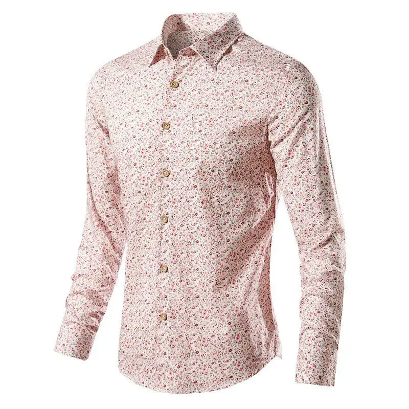 Men's Narrow-cut Floral Shirt With Classic Collar And Full Button Placket