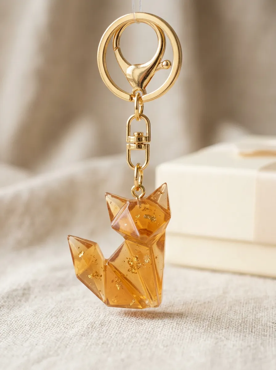 Fox Resin Origami Elegant Gift Keychain