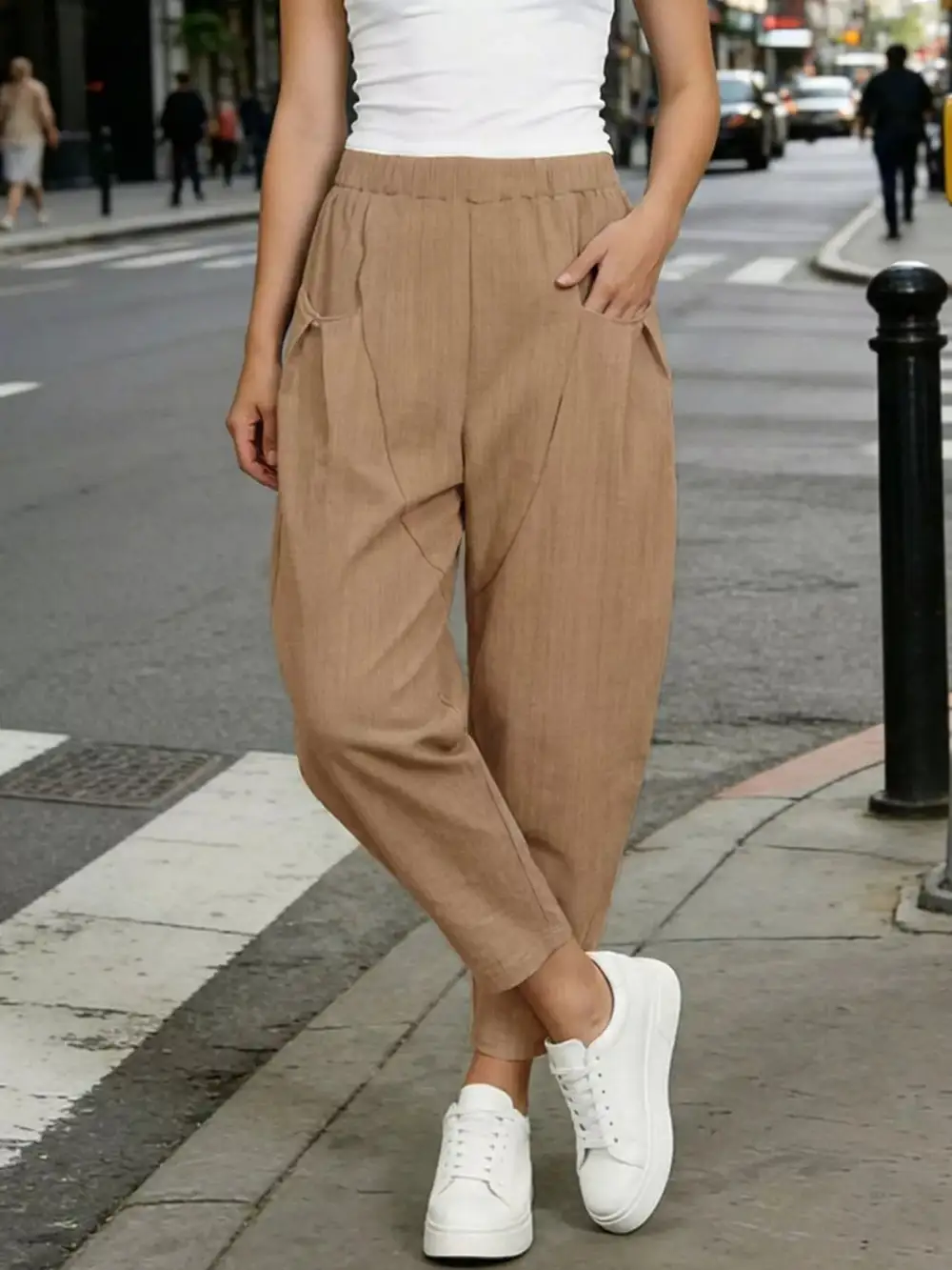 Plus Size Casual Elastic Waist Harem Pants
