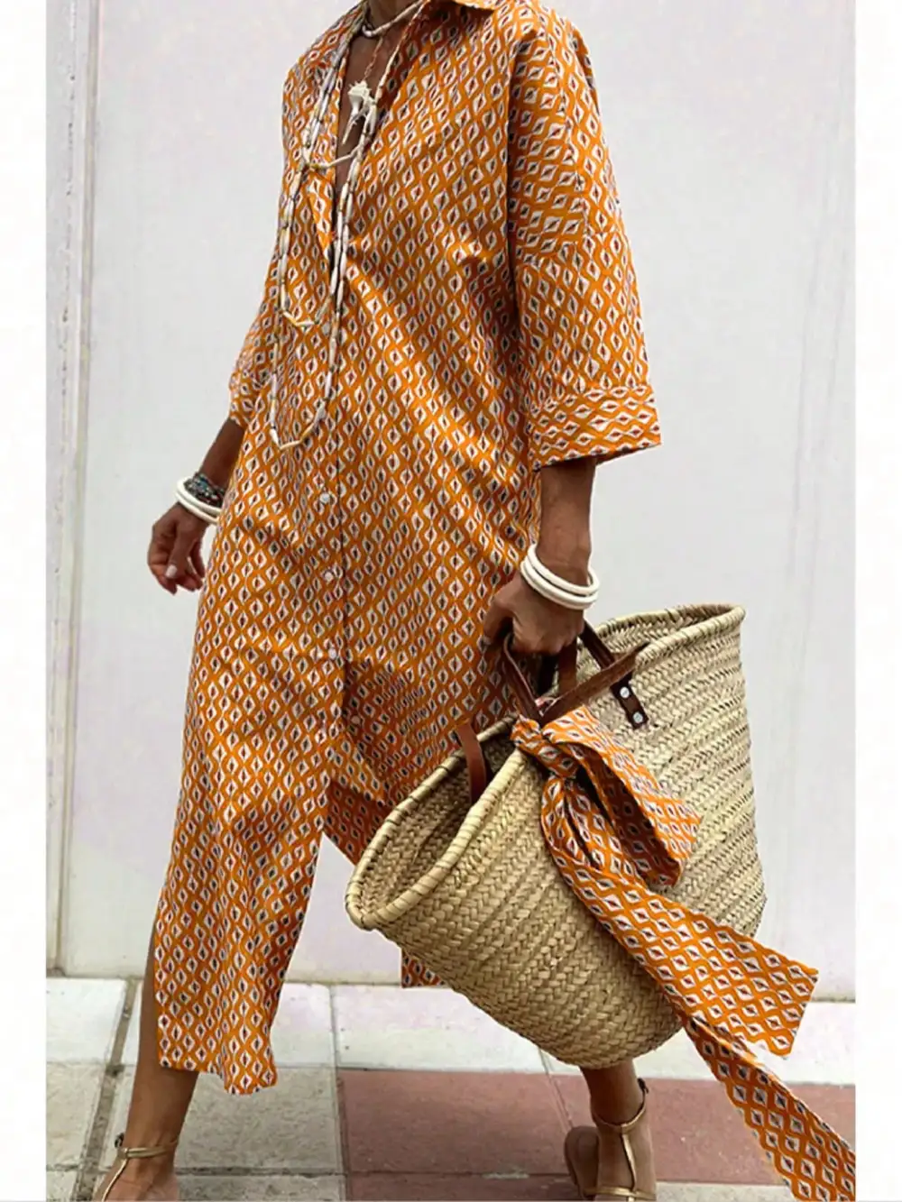 Full Size Button-Down Midi Dress Plus Size