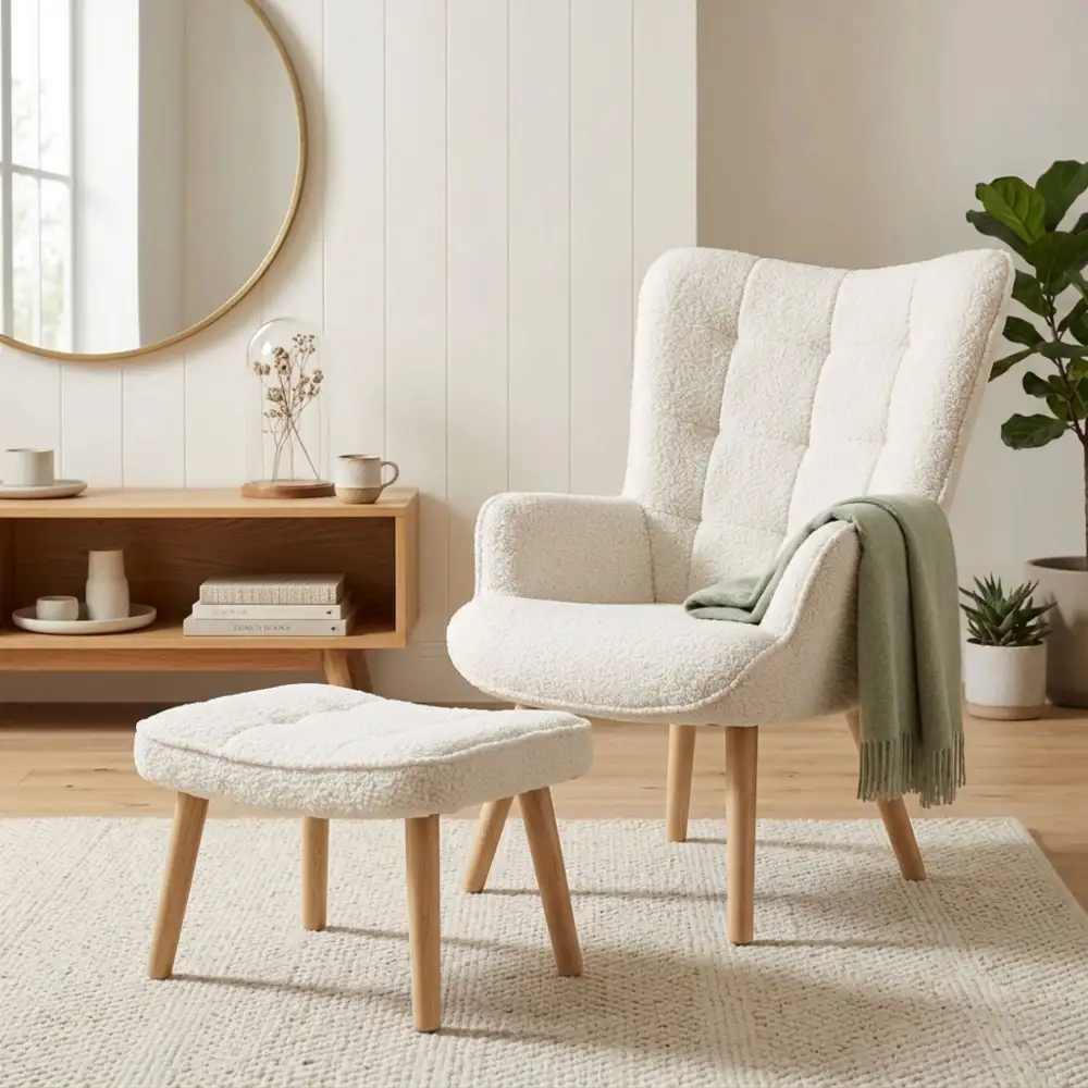 Modern Living Living Room Armchair With Ottoman