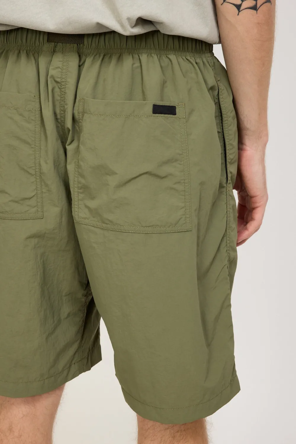 Olive Green Nylon Loose Fit Shorts