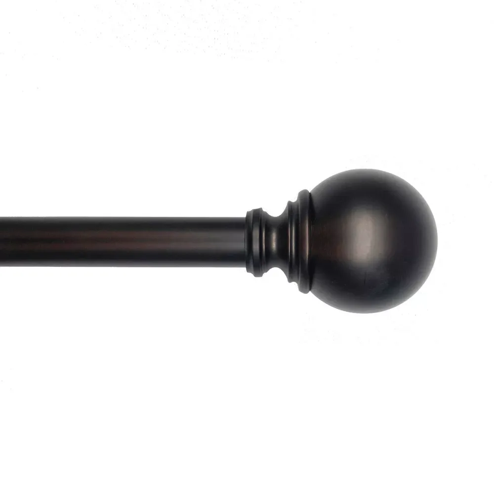 Adjustable Ball Finial Metal Curtain Rod 72 x 144-Inch