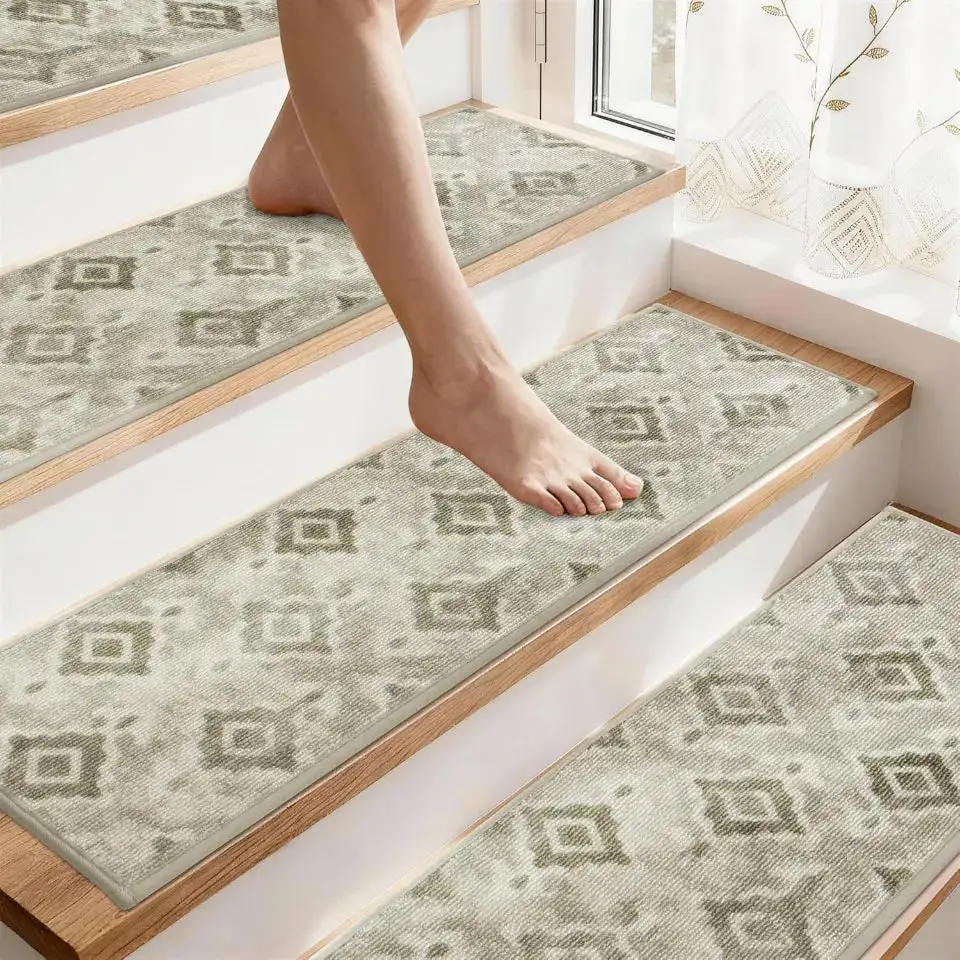 Geometric Floral Stair Tread Set