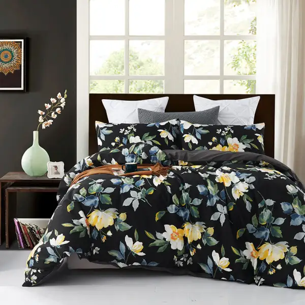 Slub Cotton Floral Print Quilt Cover Set