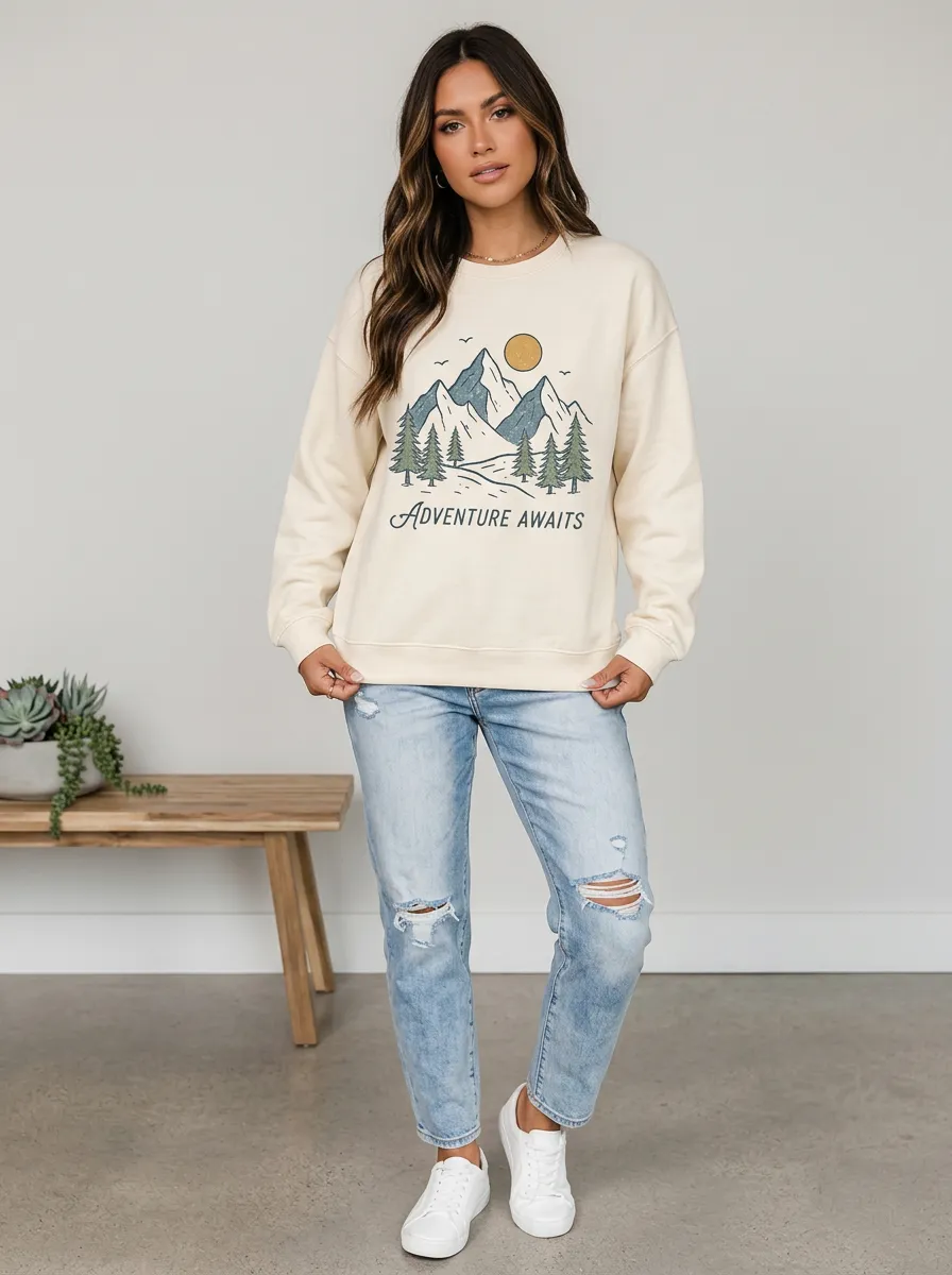 Adventure Awaits Mountain Forest Sweatshirt