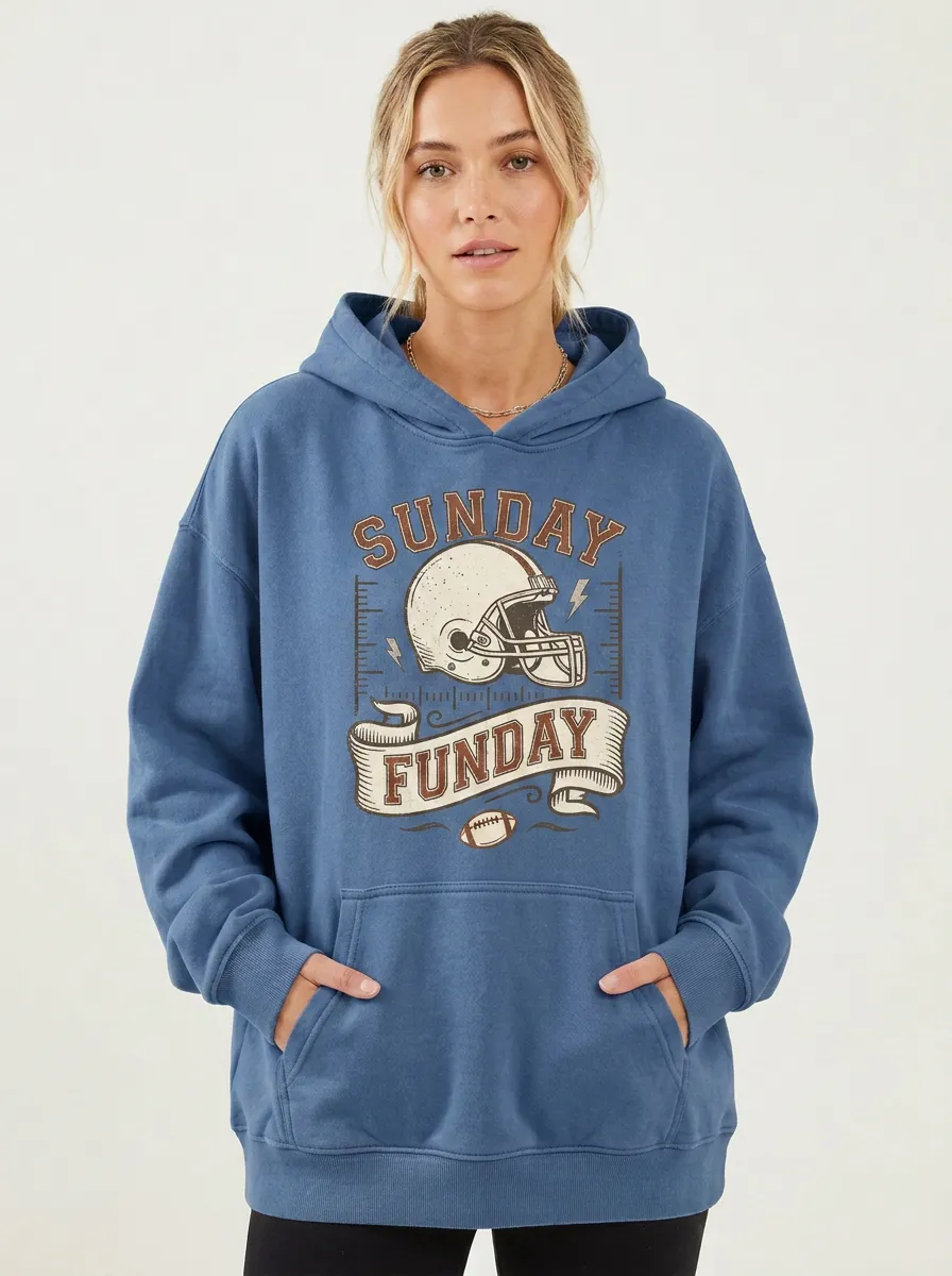 Women's Football Lover Sunday Funday Helmet Printed Hoodie