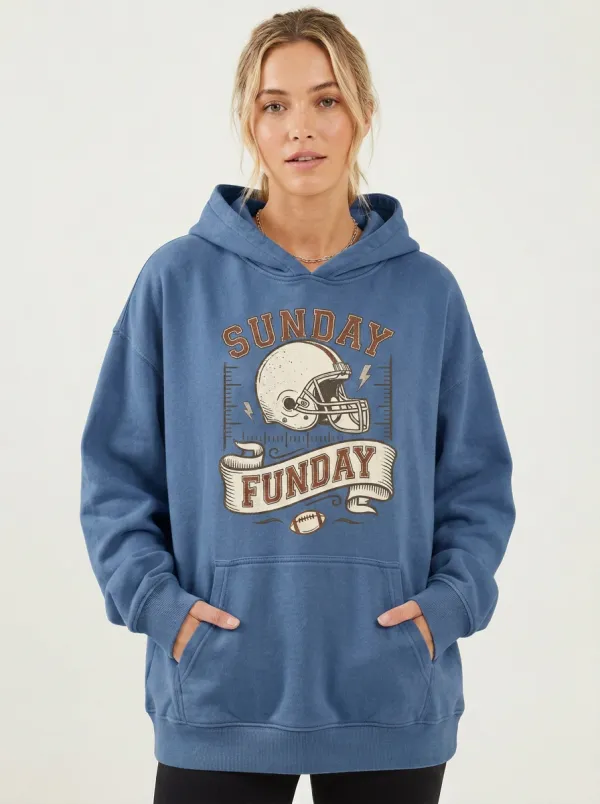 Women's Football Lover Sunday Funday Helmet Printed Hoodie