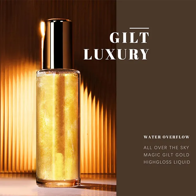 Makeup Vegan 3 colors Body Shimmer Oil Long Lasting Highlight Golden Glow Glitter Cosmetic Shimmer Spray
