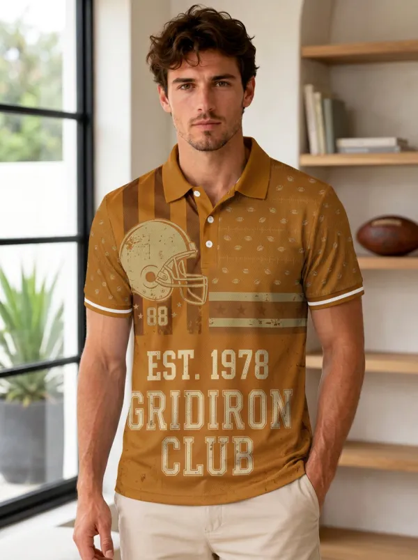 Men's Football Gridiron Club Helmet Polo Shirt