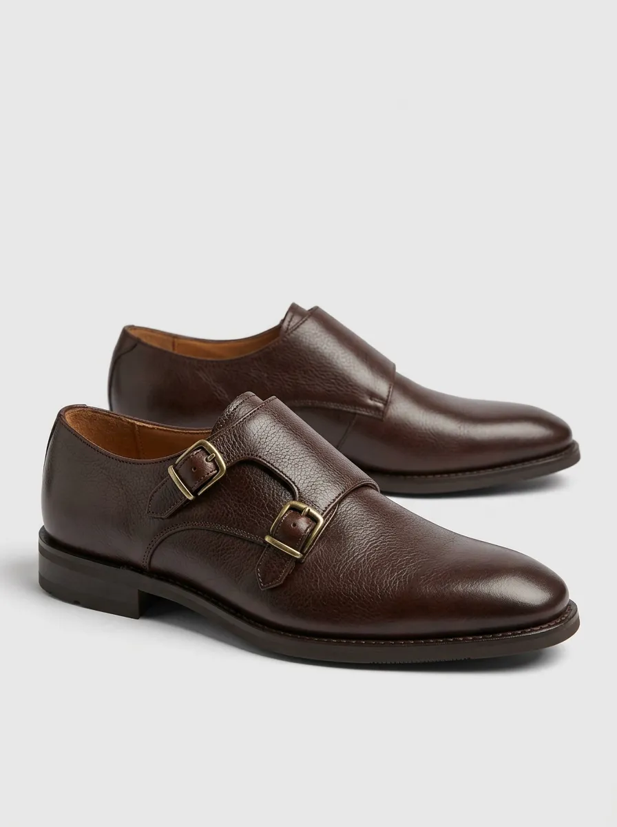 Men's Everyday Classic Leather Double Monk Strap Dress Shoes