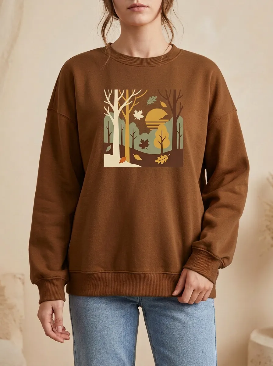Textured Printed Graphic Sweatshirt