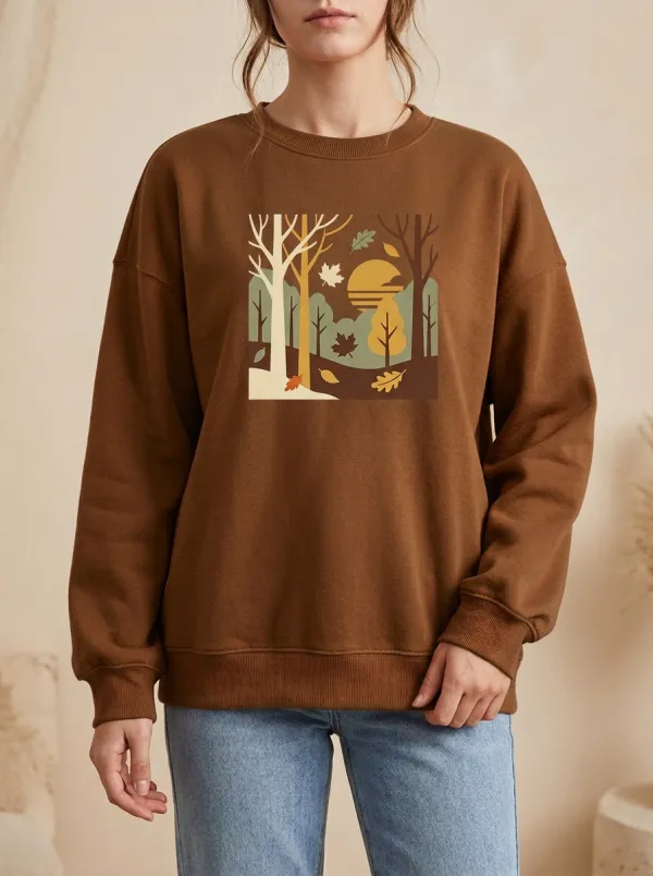 Textured Printed Graphic Sweatshirt