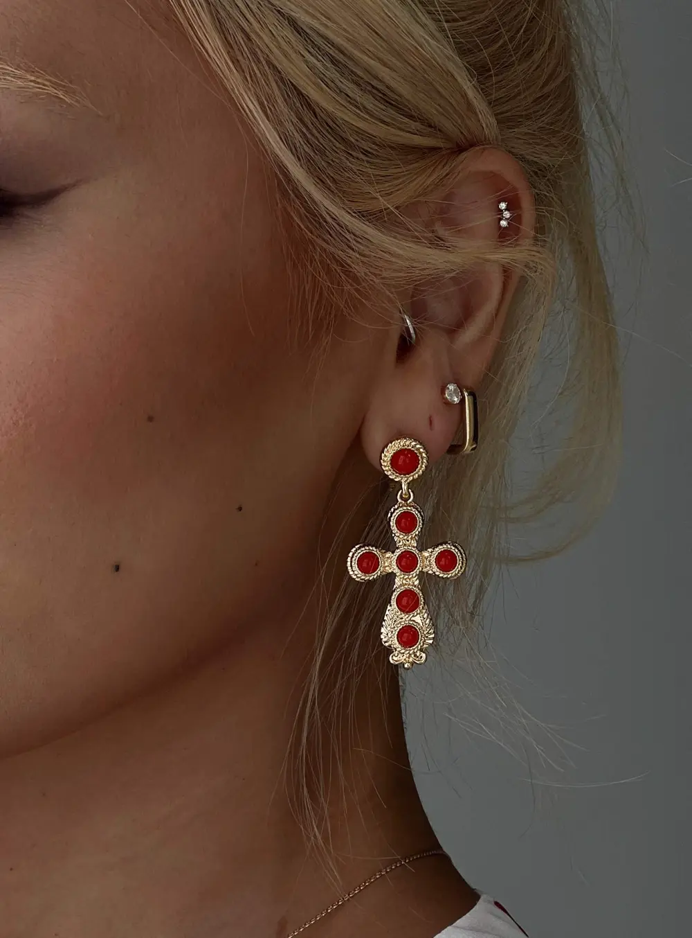 Oakwood Cross Earrings