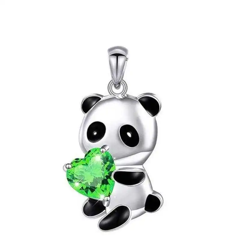 Women's Zircon Panda Heart Pendant Necklace