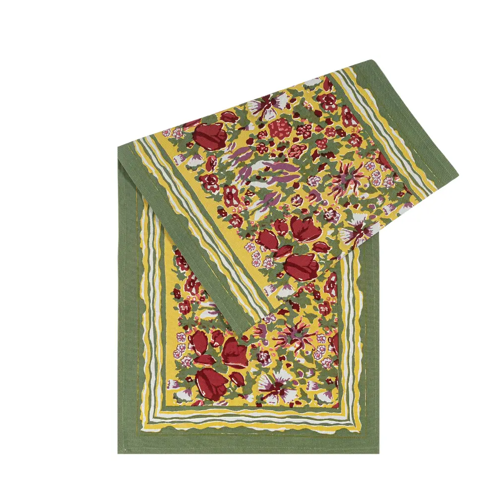 Lush Garden Watercolor Table Runner