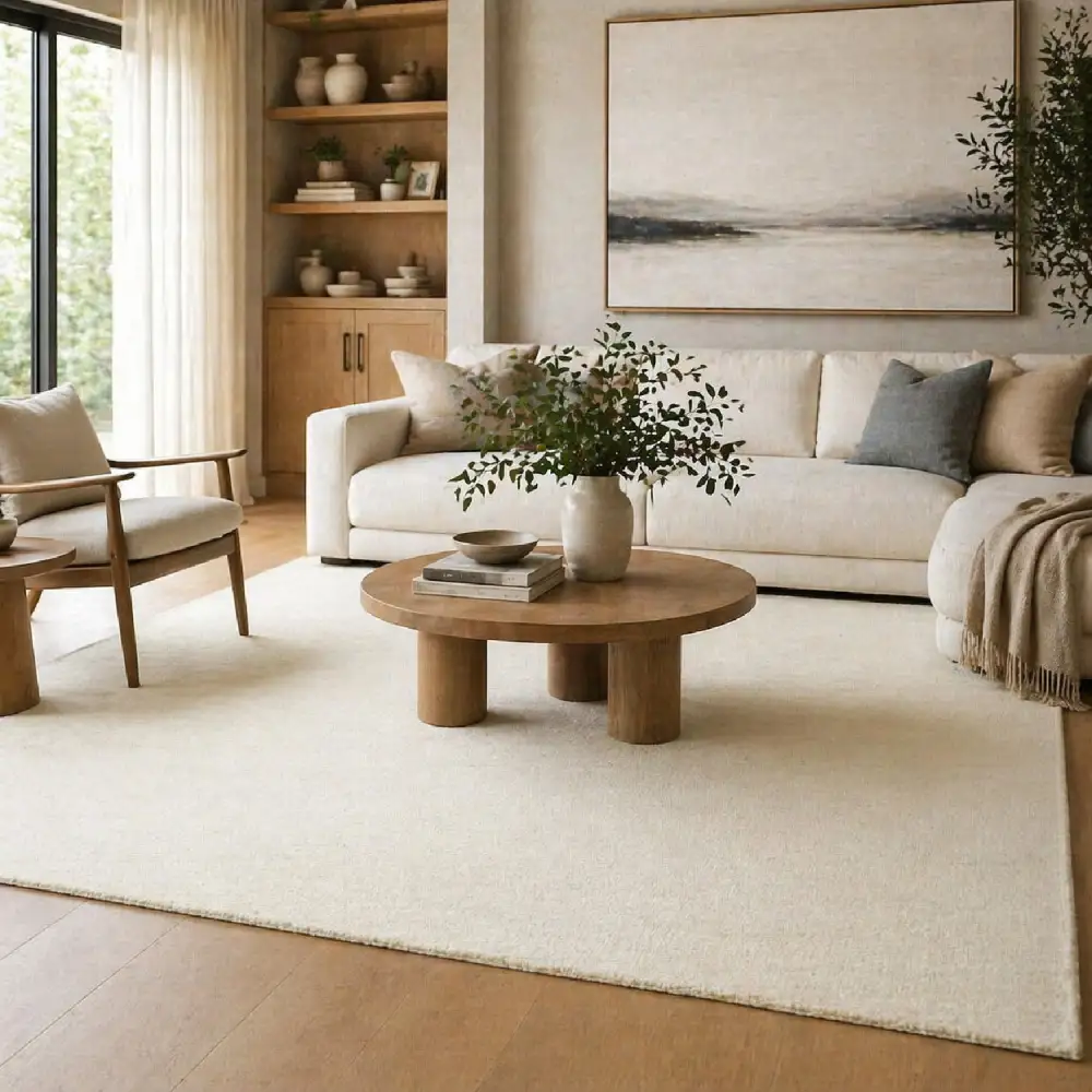 Hand-Knotted Wool Fringed Carpet