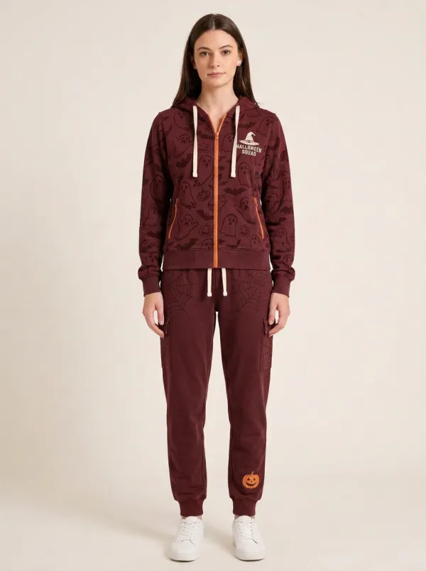 Women's Halloween Squad Ghost Pumpkin Printed Tracksuit
