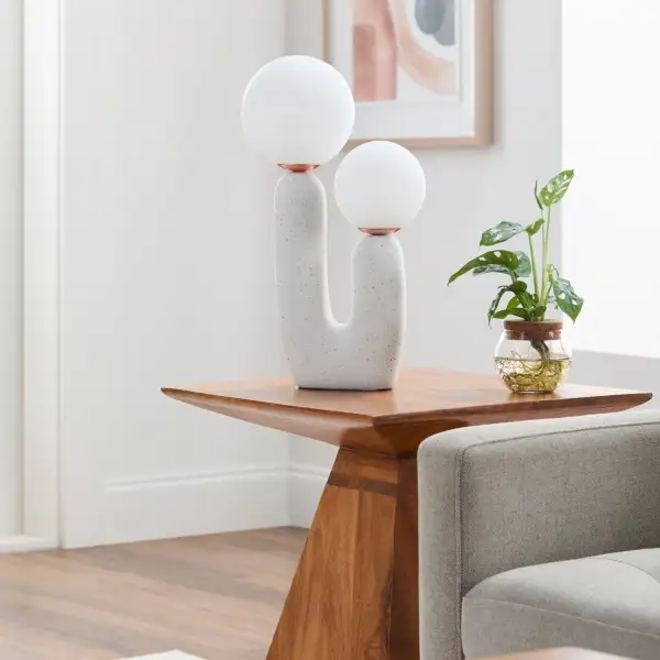 Painted Glass Shade Glass Iron Resin Table Lamp