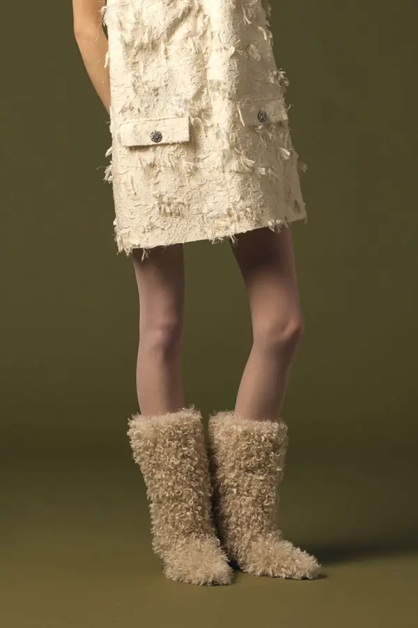 Faux Fur Mid Calf Block Boots