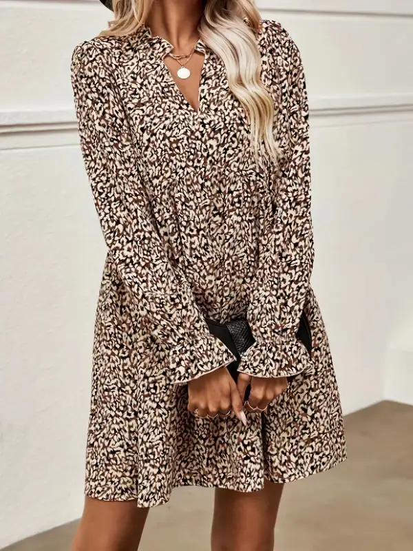 Relaxed Shape Notched Mini Dress