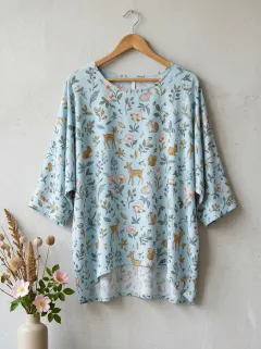 Rabbit Deer Floral Women's Loose Printed T-Shirt