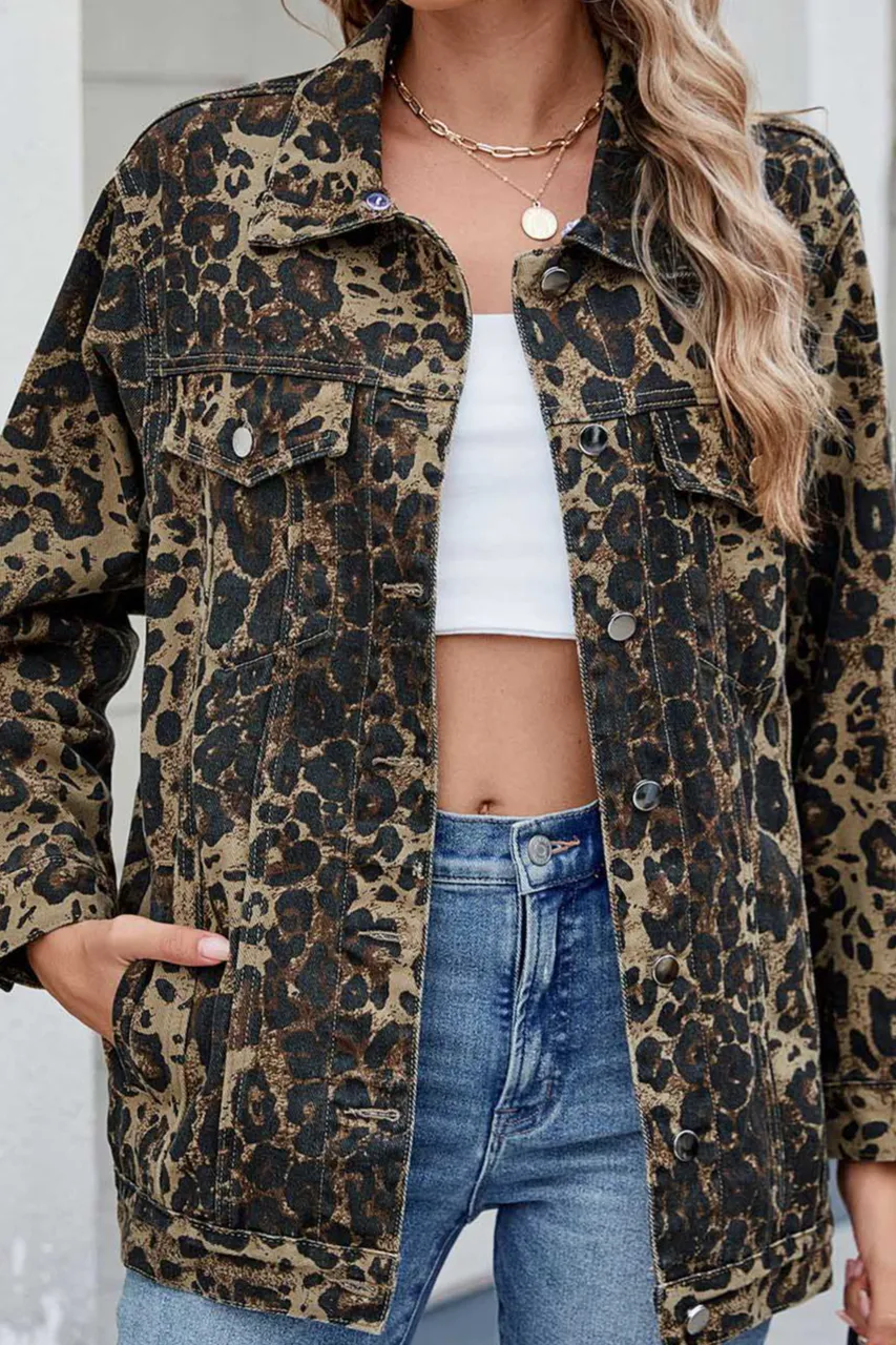 Leopard-Print Denim Jacket