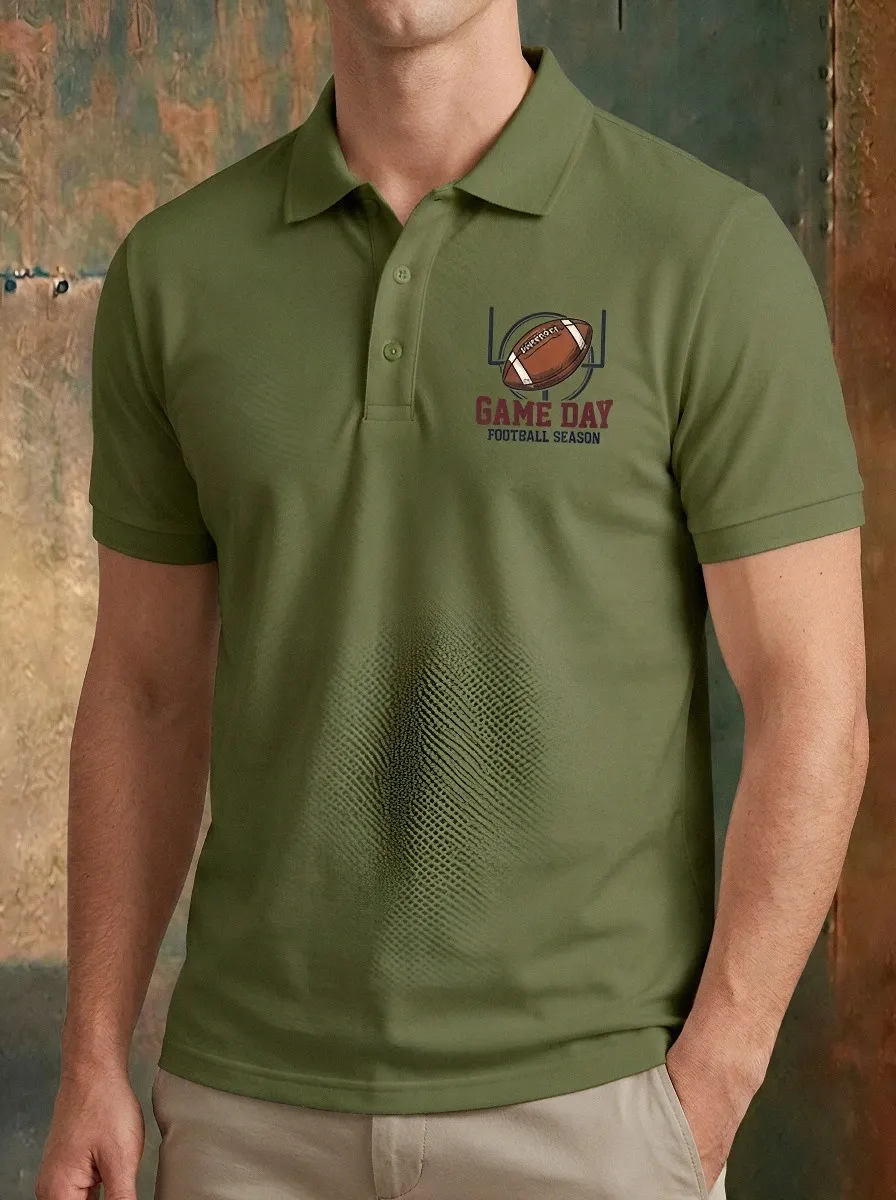 Men's Game Day Football Season Printed Polo Shirt