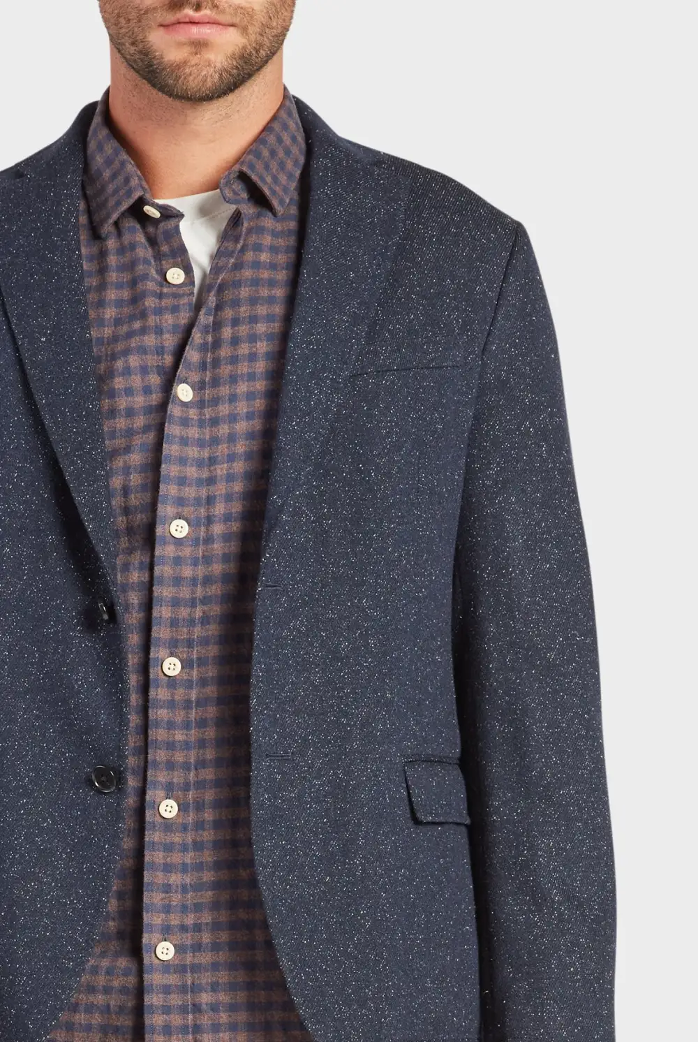 Textured Wool Blend Unstructured Blazer Jacket
