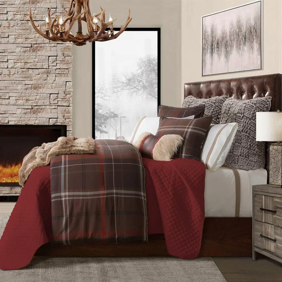 Plaid Pine Motif Bedding Set